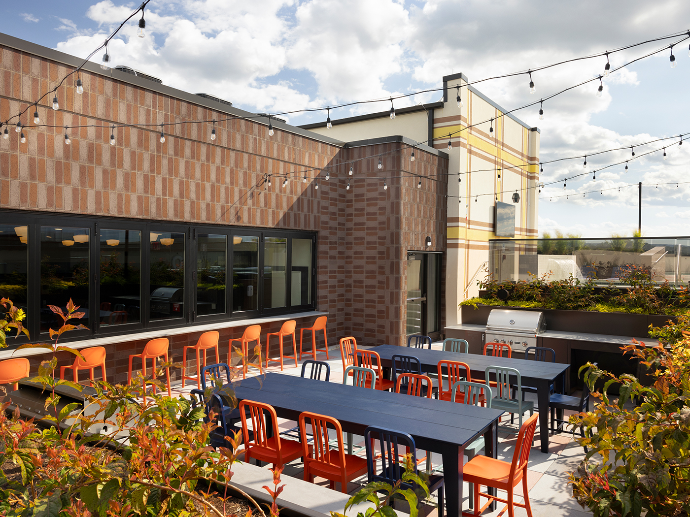 outdoor grilling station with tables